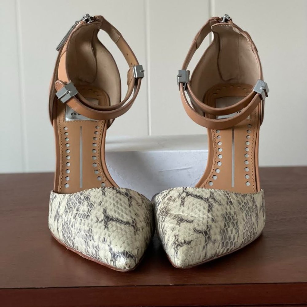 Dolce Vita Size 8.5 Snakeskin Ankle Strap Nude Heels
